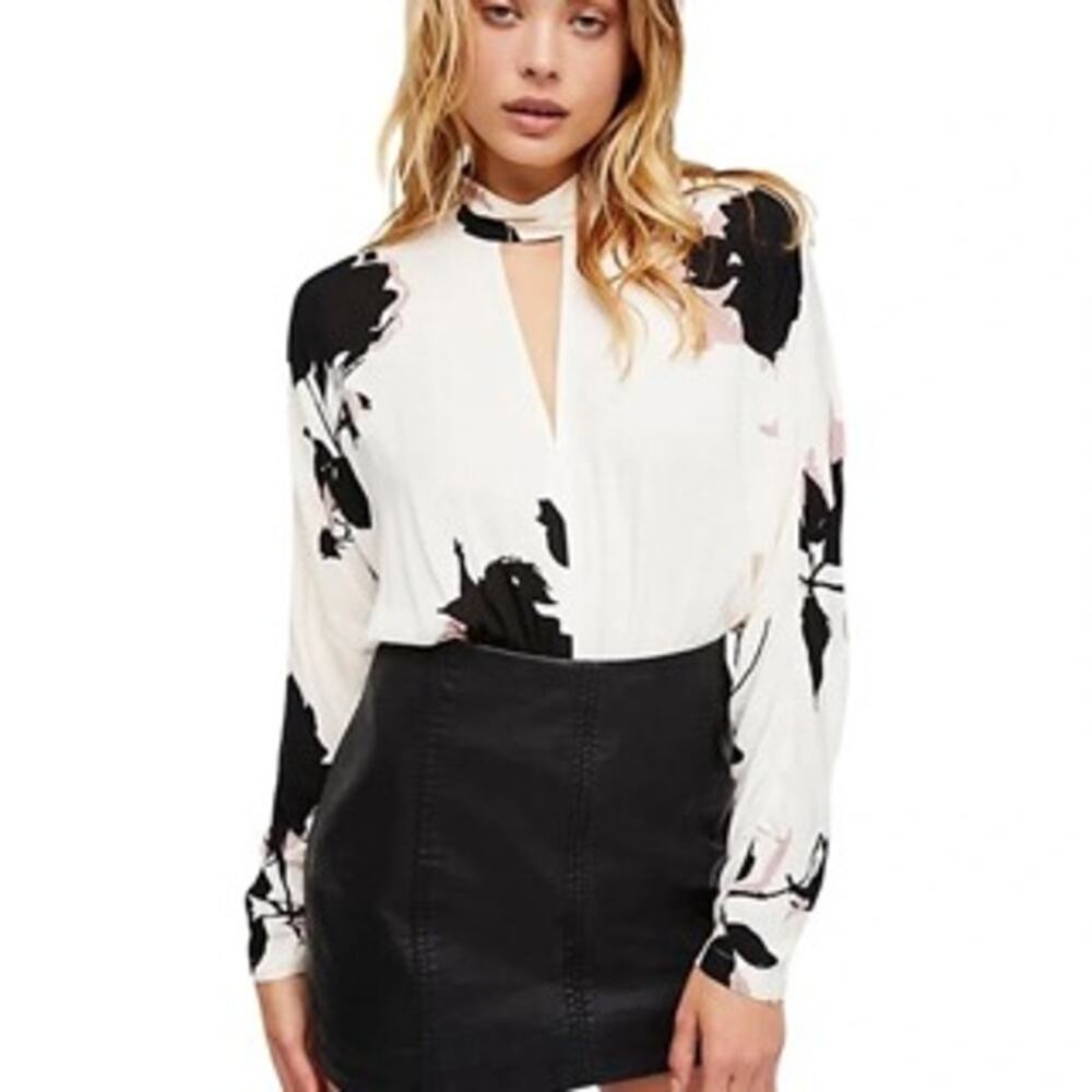 Free People Say You Love Me Floral Open Back Blouse Size L